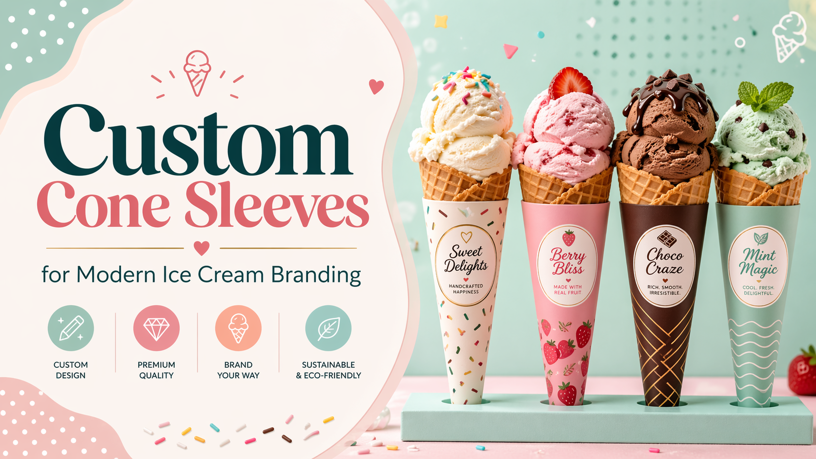 Custom Cone Sleeves for Modern Ice Cream Branding